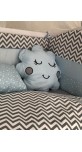     Tarz Şirin Pamuklu Bebek Uyku Seti Mavi-Gri ( 11 Parça )